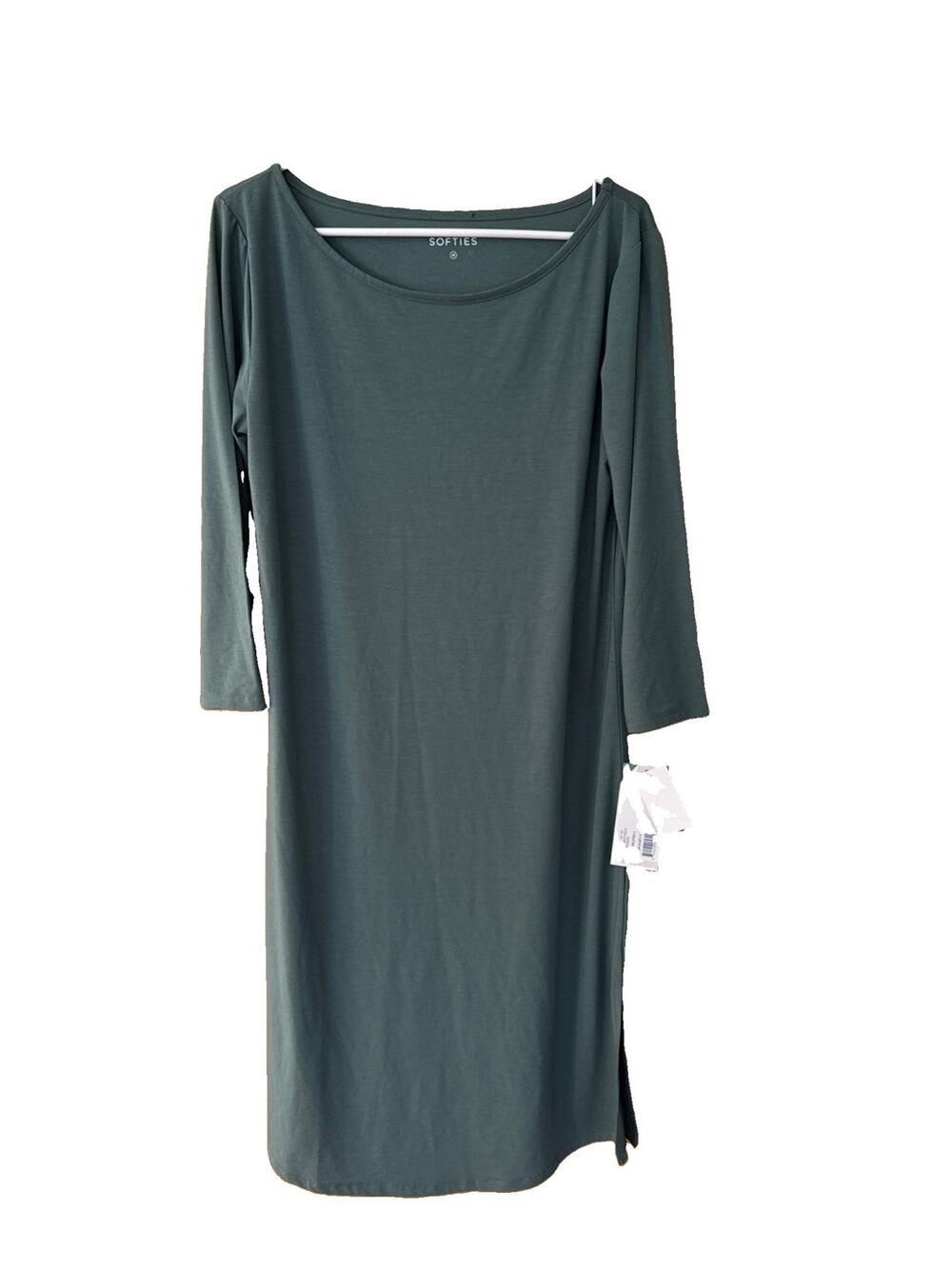 Softies Boatneck Nightgown women's size medium green, 3/4 Sleeves, NWT